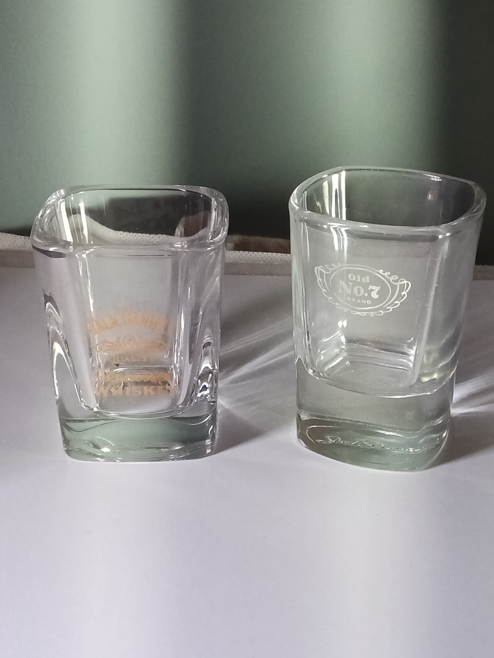 Vintage Jack Daniel’s Square Shot Glasses Set of 2 - Gold Logo & Old No. 7